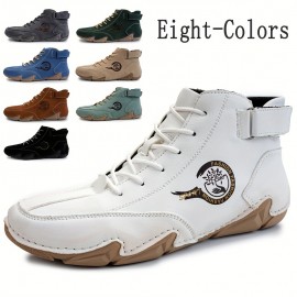 Men's Lace-up Sneakers - Casual Walking Shoes With Hook And Loop Fastener - Comfortable And Breathable