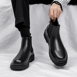 Men's Trendy Chelsea Boots, Waterproof Anti-skid Slip-on Ankle Boots With Thick Sole For Outdoor, Spring And Autumn