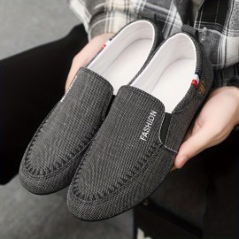 Men's Casual Canvas Loafers, Breathable Lightweight Anti-skid Slip On Shoes For Outdoor Walking Driving, Spring And Summer