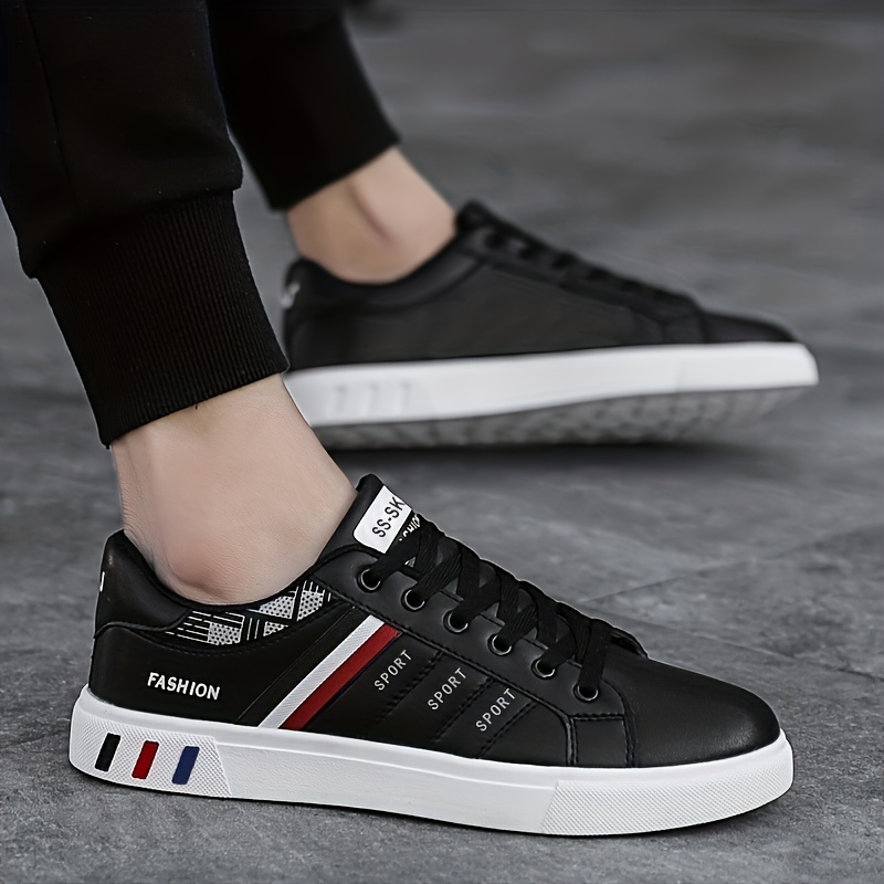 skate shoes, mens skate shoes with good grip lace up pu leather sneakers mens footwear details 6