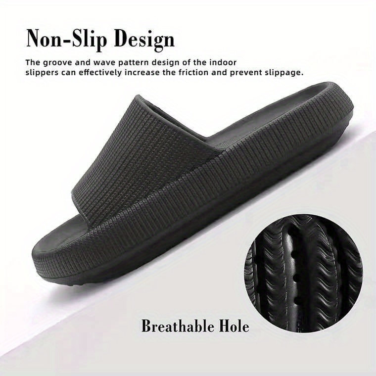 casual solid color slippers for men non slip lightweight open toe slippers for indoor shower pool all seasons details 0