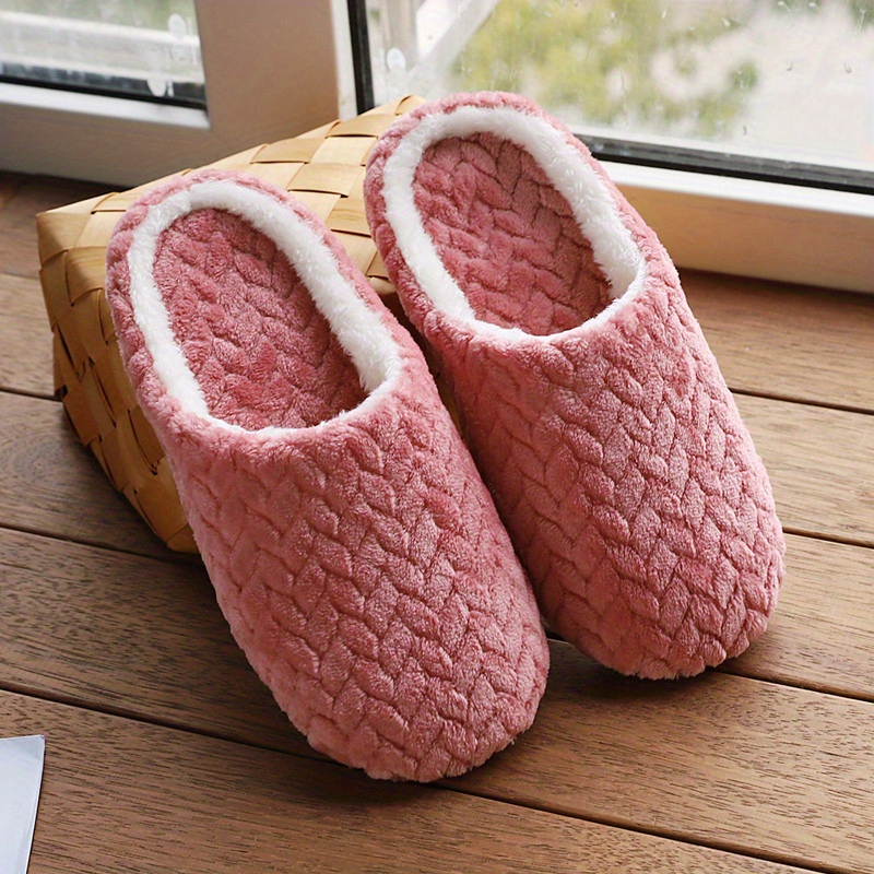 home slippers soft plush cozy house slippers anti skid slip on shoes indoor for men winter shoes details 0