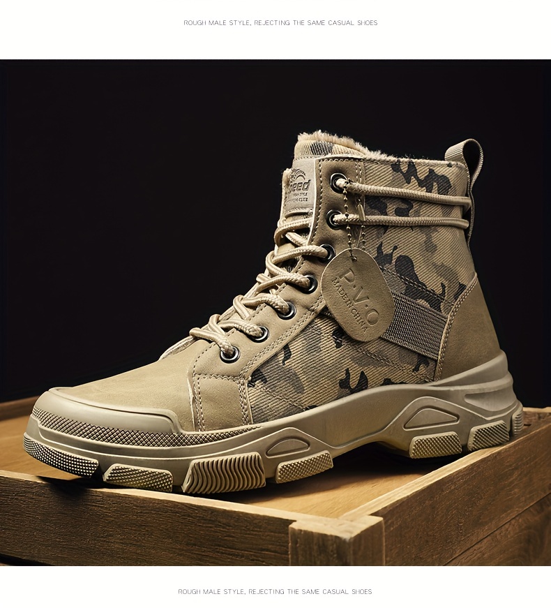 mens camouflage sturdy work boots lace up boots comfortable and breathable shoes details 10