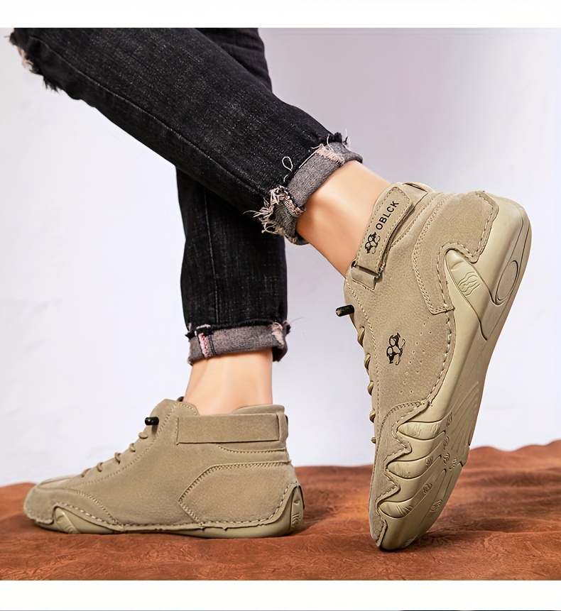 mens casual ankle boots breathable slip resistant lace up walking shoes for outdoor spring autumn and winter details 10