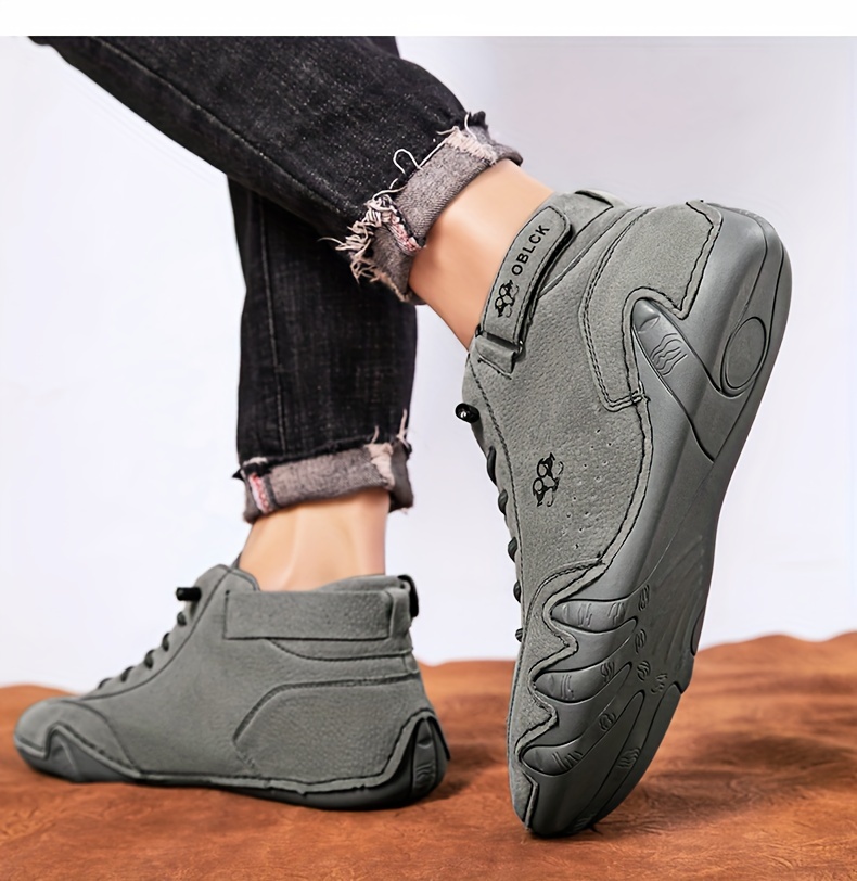 mens casual ankle boots breathable slip resistant lace up walking shoes for outdoor spring autumn and winter details 14