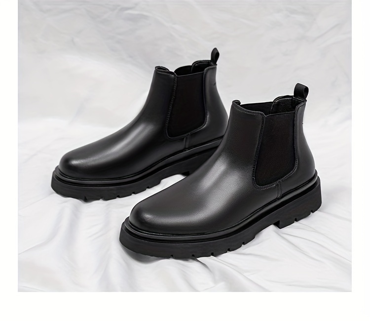 mens trendy chelsea boots waterproof anti skid slip on ankle boots with thick sole for outdoor spring and autumn details 3