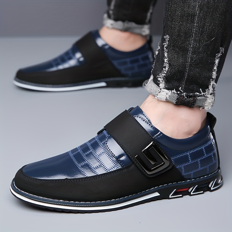 mens dress loafers shoes with hook and loop fastener business formal office shoes casual walking shoes slip on shoes for men details 8