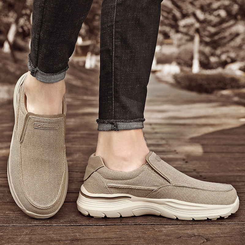 mens canvas breathable slip on loafer shoes walking sneakers details 6