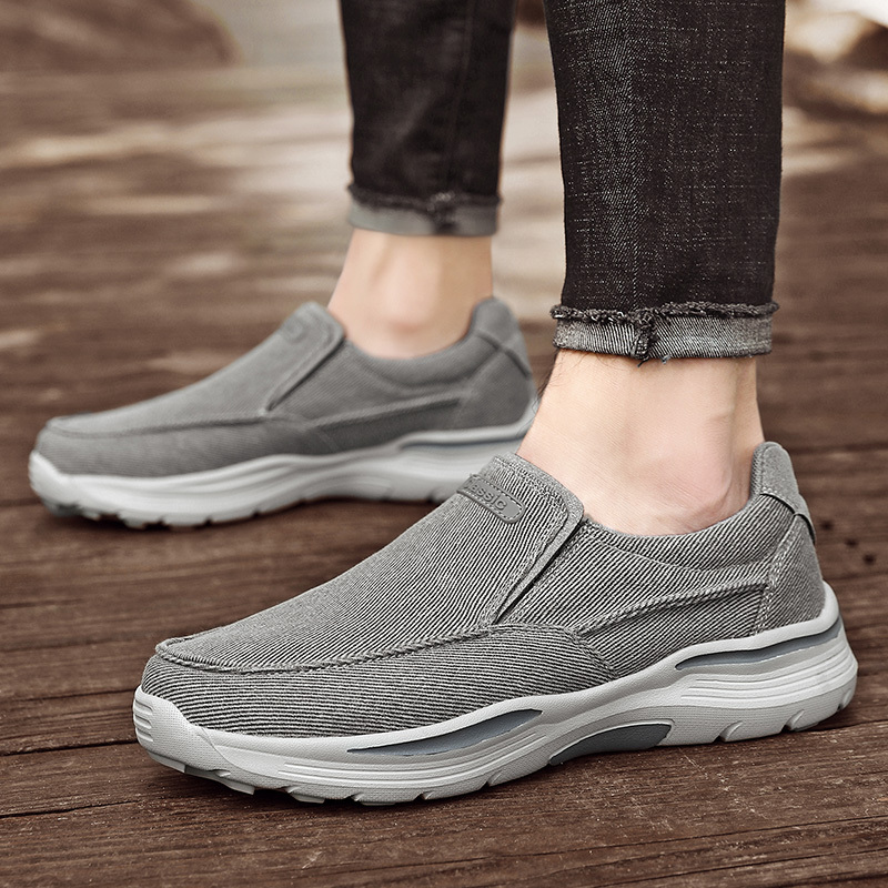 mens canvas breathable slip on loafer shoes walking sneakers details 10