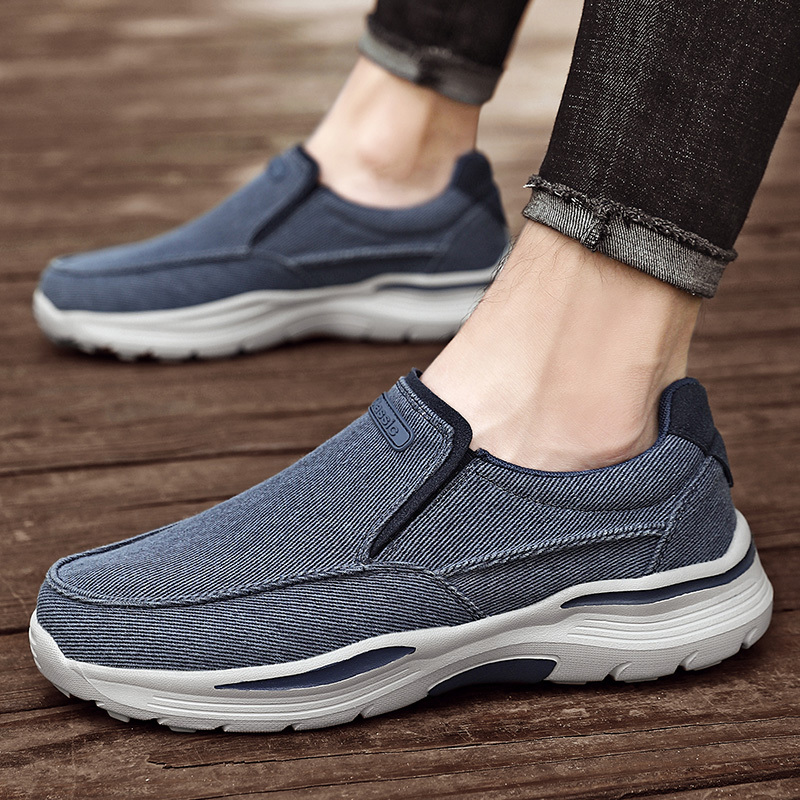 mens canvas breathable slip on loafer shoes walking sneakers details 15